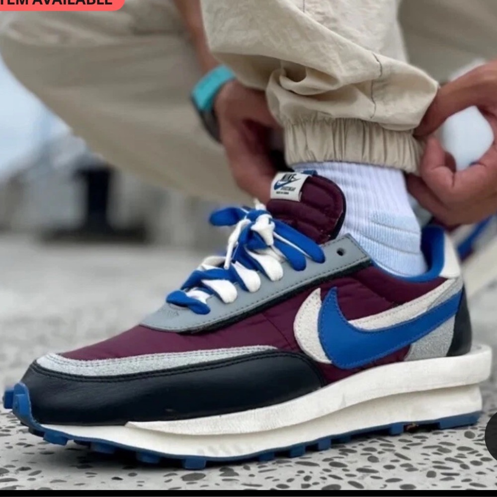 Nike Men’s Maroon and Blue Sportswear Sacai Undercover Sneakers Sz 4.5